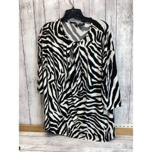 Grateful Women Zebra Print Long Sleeve Lightweight Knit Tunic 3X Plus Size NWT